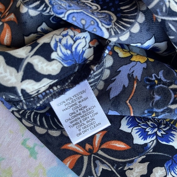 LOFT | Floral Geometric Long Sleeve Popover Blouse Size Small Petite Office - Picture 10 of 10